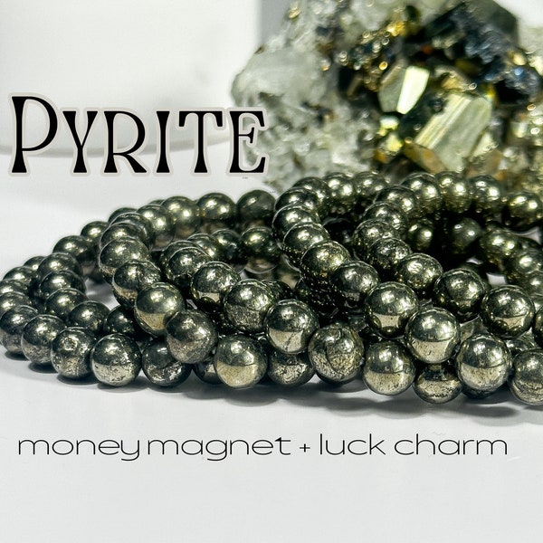 High Grade Pyrite Bracelet, Money Attraction & Good Luck, * New Lot*Pyrite Beaded Bracelet, Fools Gold Bracelet, Pyrite  Jewelry