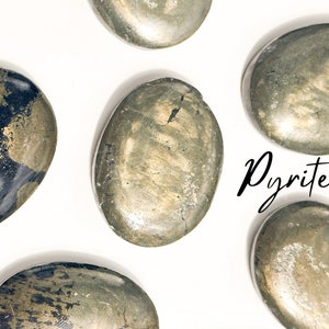 Pyrite Worry Stones, Success + Abundance, Pyrite Thumb Stones, Pyrite, Smooth Pyrite Worry Stones, Crystal Worry Stone, Fools Gold