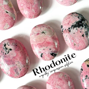 Bubblegum Rhodonite Palm Stone | High-Grade Pink Rhodonite from Peru | Heart Chakra | Emotional Balance & Healing Crystal  | Rhodonite