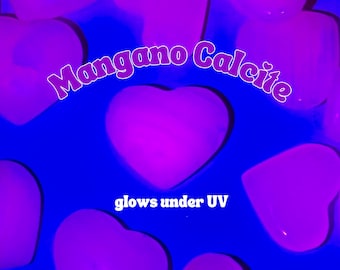 UV-Reactive Mangano Calcite Heart: Pink Crystal (1.25-1.50 inch)