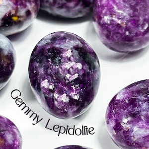 Sparkly  Lepidolite with Mica Tumbles, Gemmy Purple Mica Tumbles, Gemmy Lepidolite Tumbled, High Grade Lepidolite Tumbles, Purple MIca