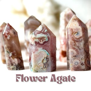 Flower Agate Tower Point | Crystal for Growth, Healing & New Beginnings | Sakura Agate Point | Cherry Blossom Agate Points | Sakura Agate