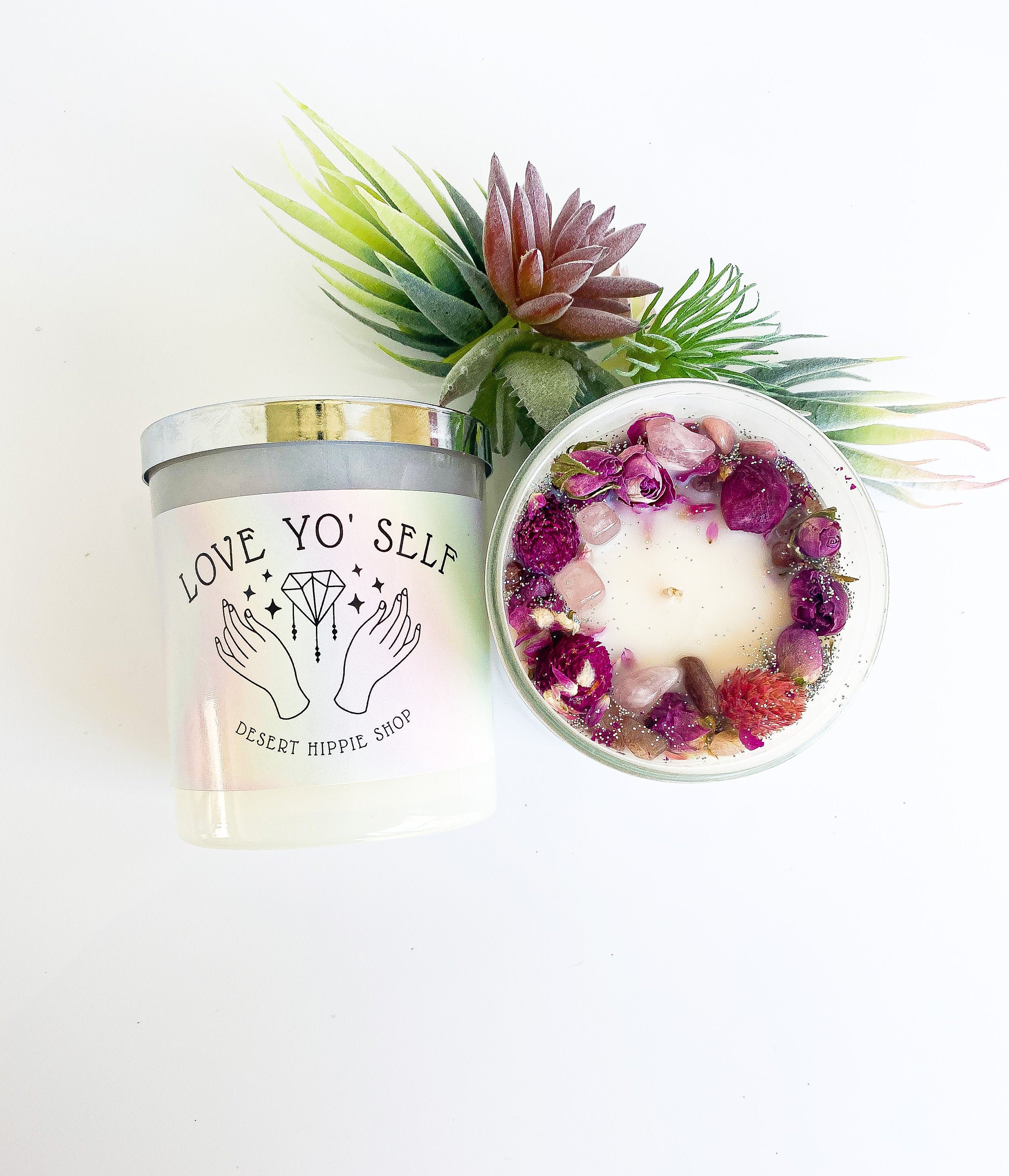 Self-Love Intention Candle, Crystal Infused Candles , Spiritual Candl…