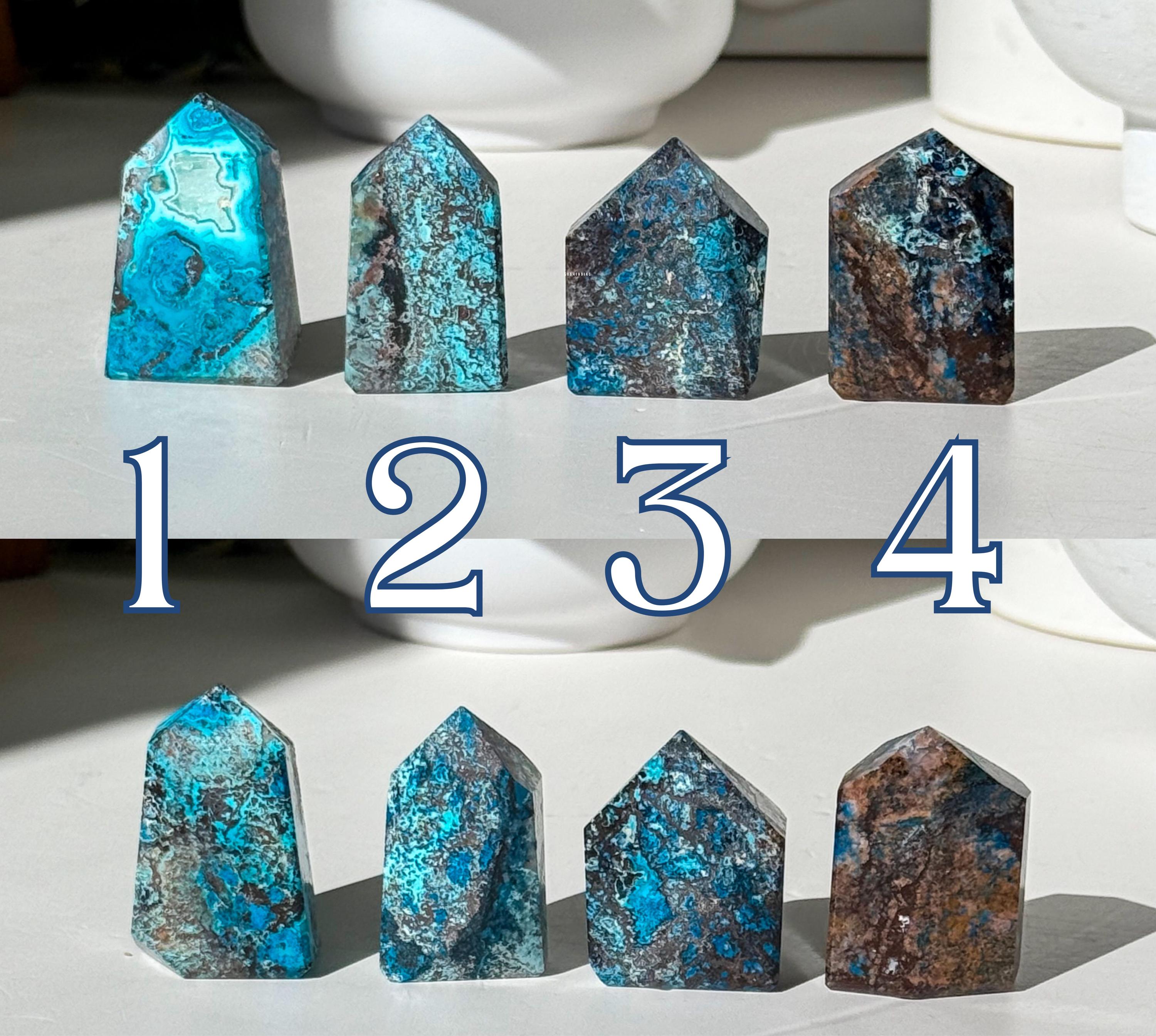 シャッタカイトとクリソコラタワー：金属性キュプライト結晶ポイント