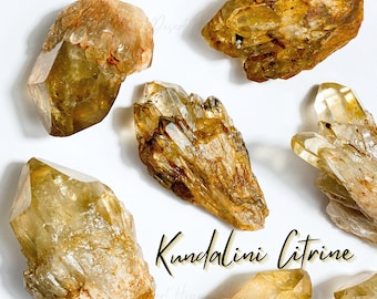 GENIUNE Raw Kundalini Citrine , Stone of Manifestation, Untreated Raw Kundalini  Citrine Points, Kundalini Citrine, Raw Citrine Points