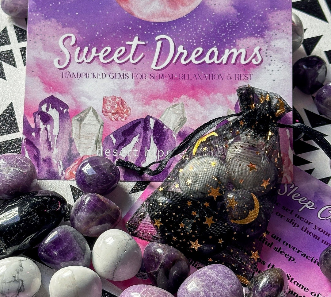 Restful Sleep Crystal Sachet: Amethyst, Howlite, Lepidolite, Tourmaline ...