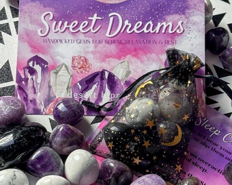 Restful Sleep Crystal Sachet: Amethyst, Howlite, Lepidolite, Tourmaline