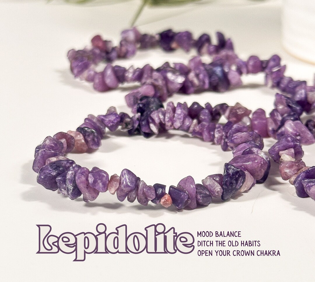 Handmade Lepidolite Bracelet, MOOD BALANCER, Lepidolite Chip Bracelet ...