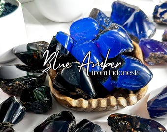 UV Reactive Raw Blue Amber Crystal: Genuine Indonesian Amber  Healing Stone