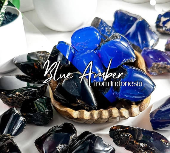 UV Reactive Raw Blue Amber Crystal: Genuine Indonesian Amber  Healing Stone