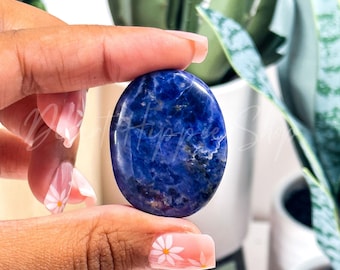 Sodalite Worry Stone, Calming Crystal, Anxiety Relief Thumbstone, Throat Chakra