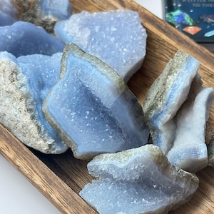 Raw Blue Lace Agate | Calming Stone for Communication & Peace | Soothing Energy Crystals for Throat Chakra Work | Blue Lace Agate