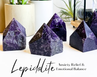 Raw Lepidolite Point: Top Polish, Mood Stabilizer Crystal