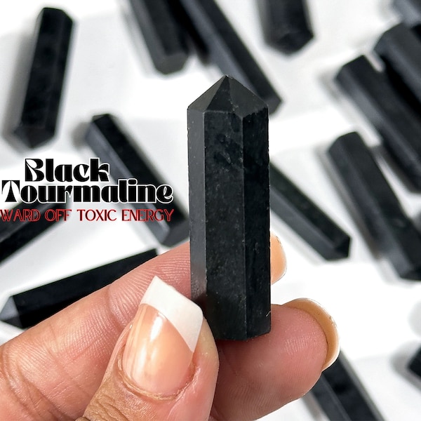 Mini Black Tourmaline Points (1.25-1.50"), Protection + Purify, Tourmaline Towers, Mini Crystal Points, Black Tourmlaine, Tourmaline Points