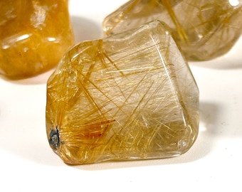 HQ Gold Rutilated Quartz Tumble, Gold Rutile Quartz, Tumbled Rutile Quartz, Golden Rutilated Quartz, Angel's Hair Quartz, Tumbled Gemstone,