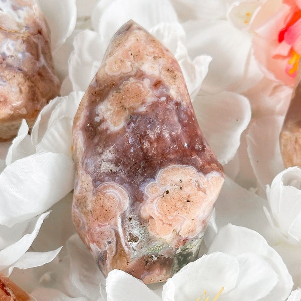 Flower Agate Flames, Self-Love + Personal Growth, Cherry Blossom Agate Flame, Sakura Agate Free Form , Flower Agate, Plume Agate Flames