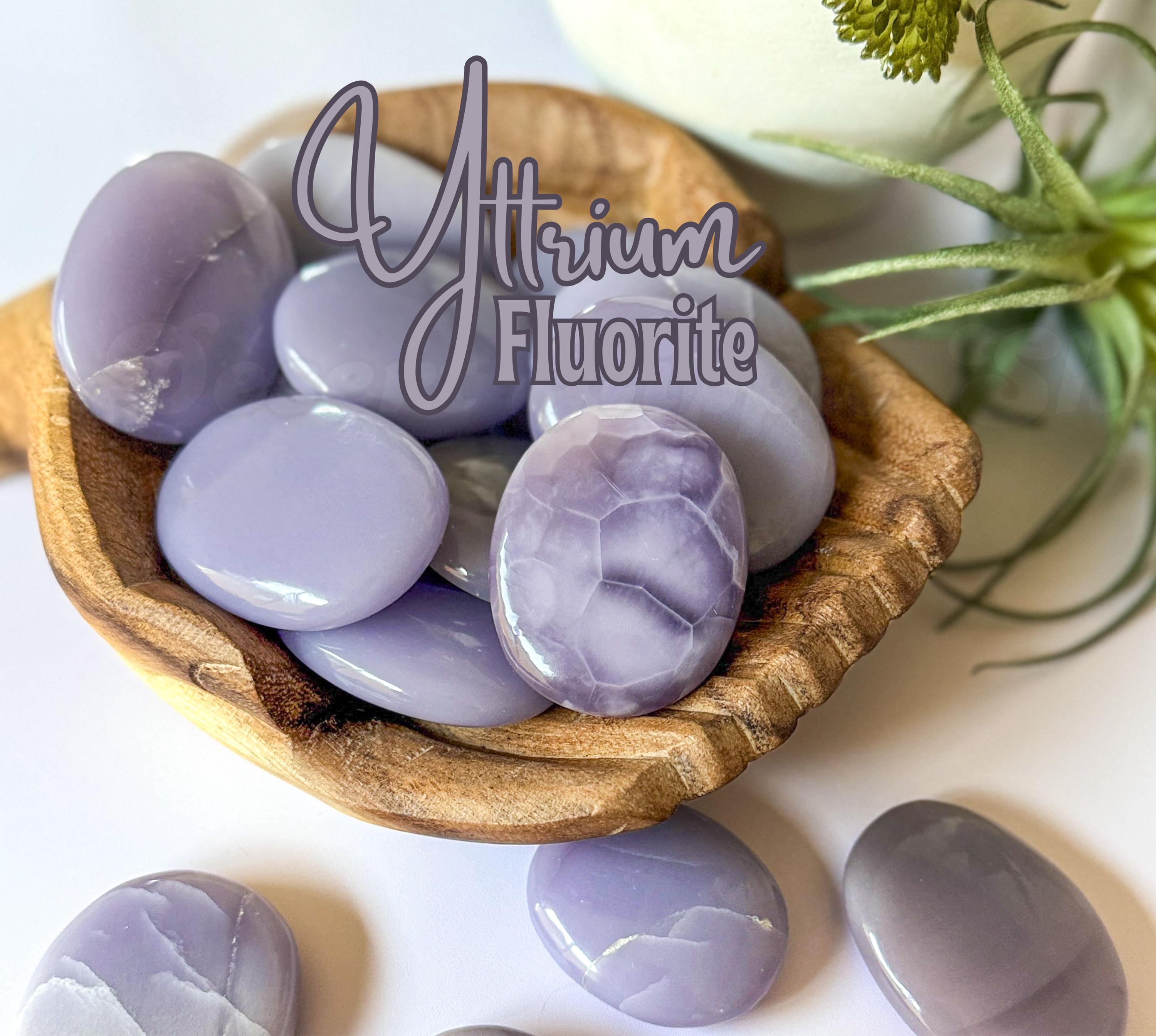 Yttrium Lavender Fluorite Palm Stone: Mexico Crystal