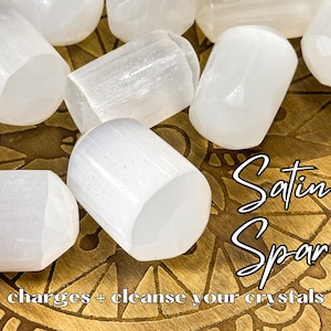 Hand Polished "Selenite" Tumbles, CLEANSE + CHARGE, Satin Spar Tumbles, Tumbled Selenite, Tumbled Selenite, Amplify and Cleanse Other Stones