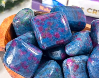 Ruby in Kyanite Tumbles: Glows Under UV, Balance and Protection Crystals