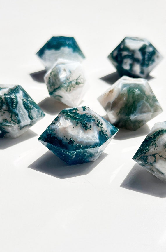 Moss Agate Double Terminated Point: Energy Balance Crystal Wand
