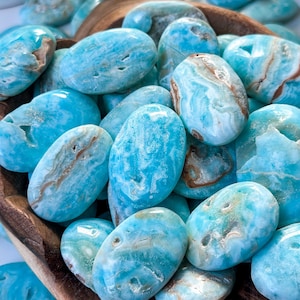 Blue Aragonite Worry Stone: Calming Healing Crystal (1.50-2.00&quot;)