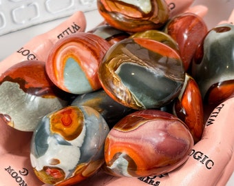 Desert Jasper Palm Stone, *NEW LOT from Tucson Gem Show* Exuberance + Vitality, Polychrome Jasper Palm Stone, Desert Jasper, Palm Stones