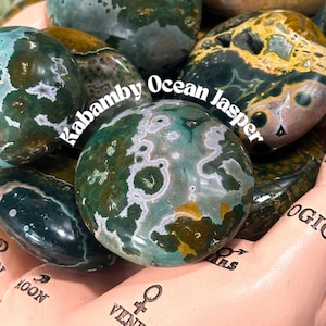 Kabamby Ocean Jasper Palm Stones, Calming + Healing, Orbicular Jasper Palm Stones, HIgh-Grade Ocean Jasper, Kabamby Ocean Jasper