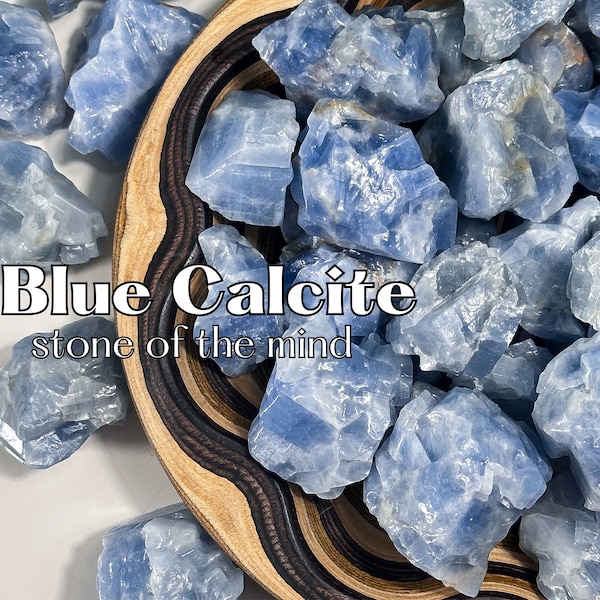 Raw Blue Calcite, Calming + Dream Recall, Blue Calcite from Mexico, High-Grade Blue Calcite, Rough Blue Calcite, Blue Calcite Chunk,