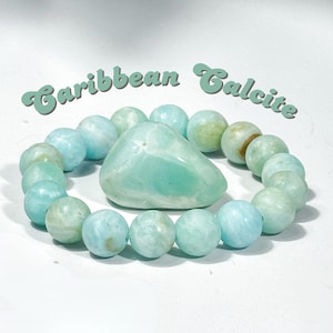 Caribbean Calcite Bracelet: 10mm Crystal Healing Jewelry, Calm Vibes