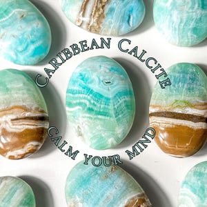 Relaxing Caribbean Calcite Palm Stone, Caribbean Calcite Palms, Caribbean Calcite, Polished Caribbean Calcite, Palm Stones, Aqua Calcite,