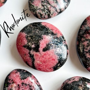 Comforting Rhodonite Palm Stone, Gemmy Pink Rhodonite, Rhodonite, Rhodonite Crystal, Rhodonite Palmstones, Hot Pink Rhodonite