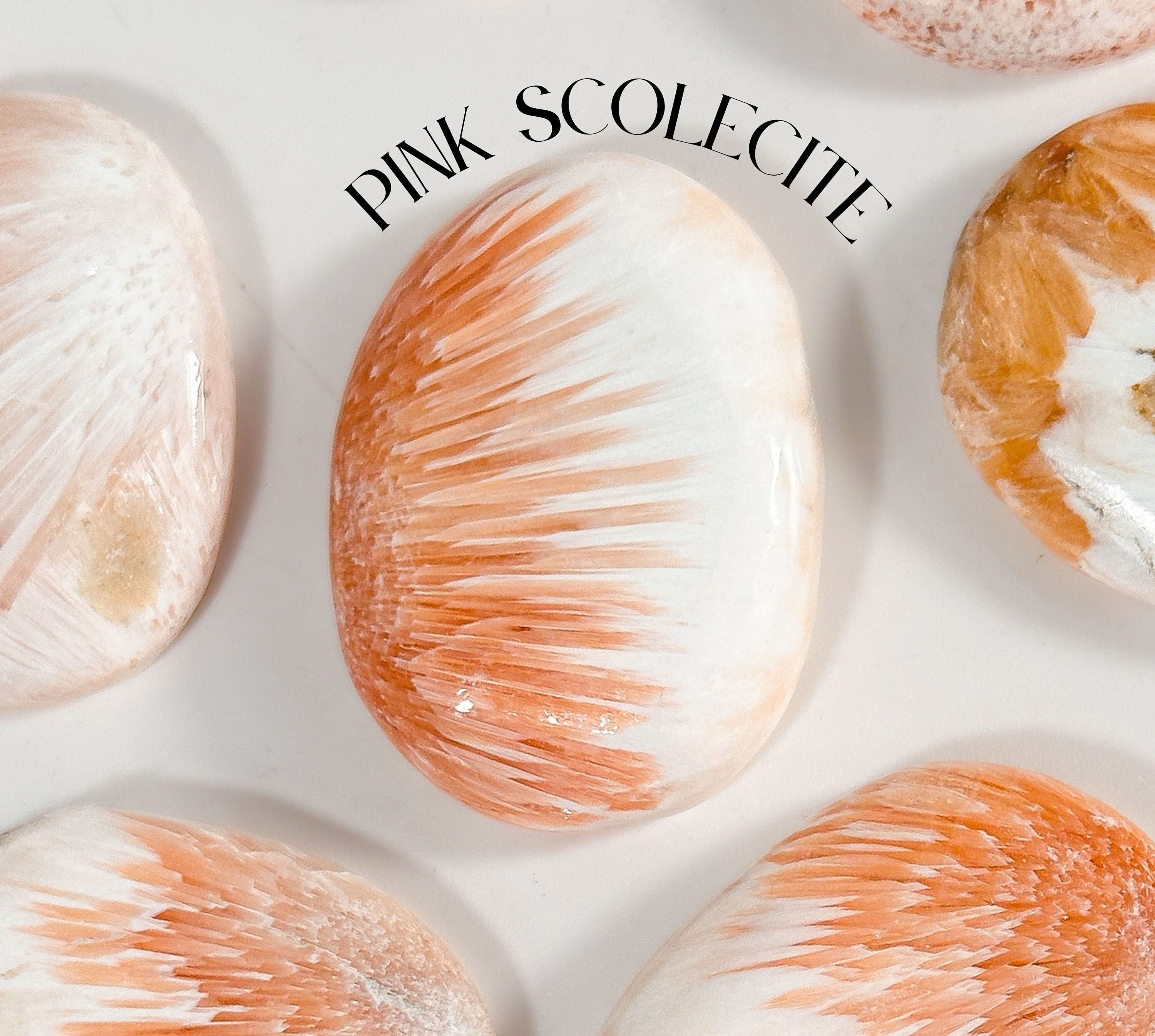 Pink Scolecite Worry Stones, Cleanse + Purify, Pink Scolecite Thumb Stone, Pink Scolecite, Scolecite Worry Stones, Crystal for Sleep