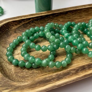 Pulsera de aventurina verde, piedra de la suerte y la prosperidad, sanación del chakra del corazón. imagen 6