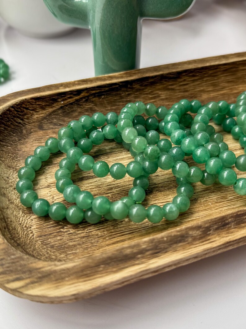 Pulsera de aventurina verde, piedra de la suerte y la prosperidad, sanación del chakra del corazón. imagen 6
