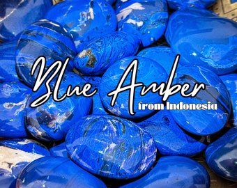 Indonesian Blue Amber Palm Stone: Genuine UV Reactive Gemstone