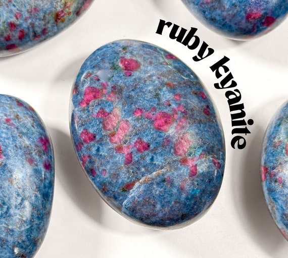 Ruby in Kyanite Palm Stone: UV Reactive Crystal
