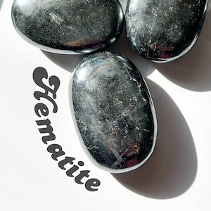 Hematite Palm Stone | Grounding Crystal |  Enchanced Focus + Concentration  |   Energy Clearing, Hematite, Crystal For Students
