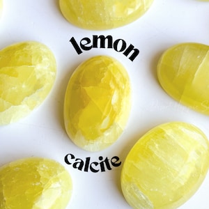Energizing XL Lemon Calcite Worry Stone (1.75-2.00&quot;)  Lemon Calcite Thumb Stone, Lemon Calcite, Lemon Calcite Crystal, Crystal For School,