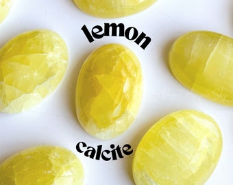 Energizing XL Lemon Calcite Worry Stone (1.75-2.00&quot;)  Lemon Calcite Thumb Stone, Lemon Calcite, Lemon Calcite Crystal, Crystal For School,