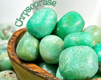 Hand Polished Chrysoprase Tumble: Apple Green Stone from Indonesia