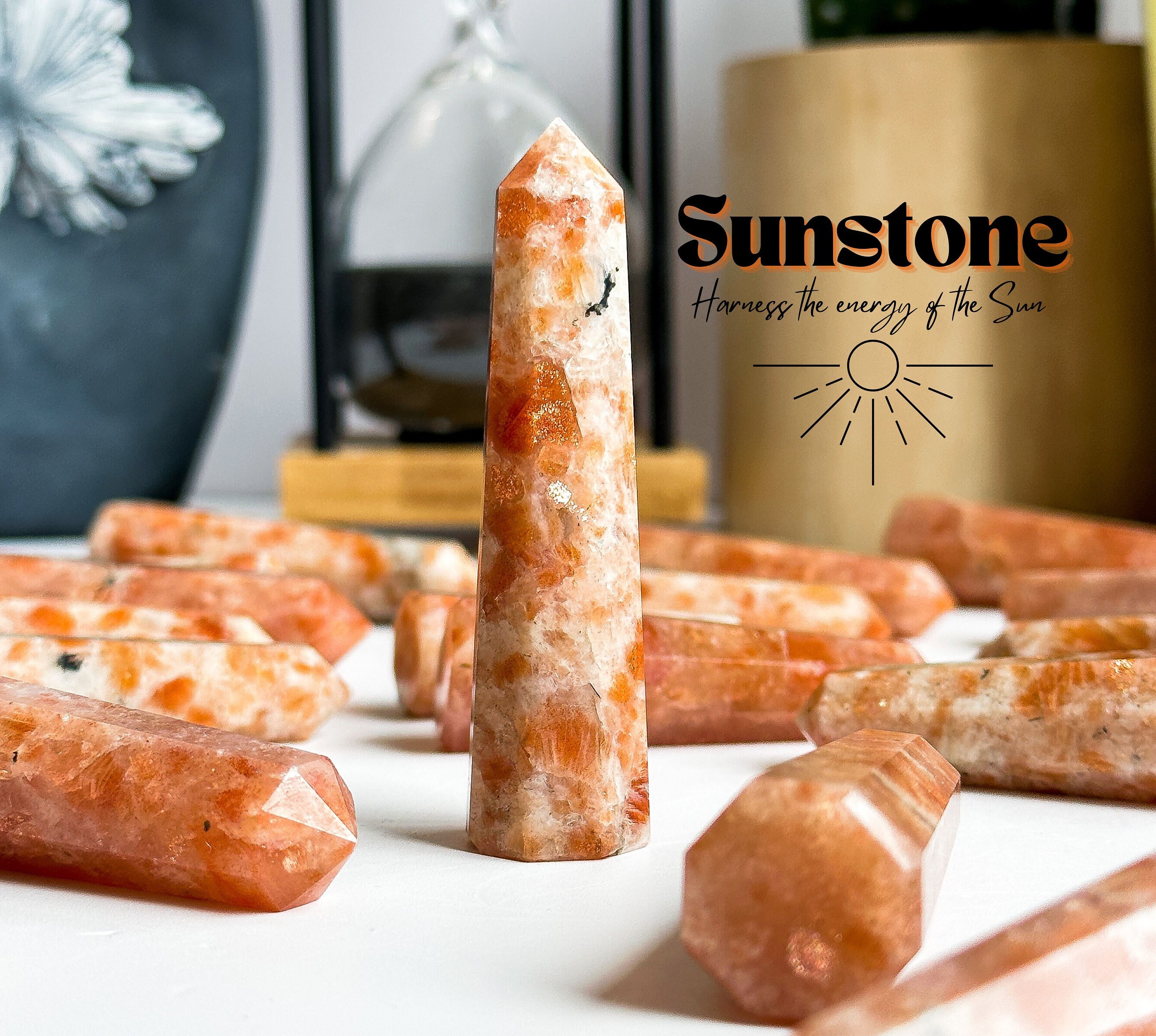 Natural Sunstone Obelisks Natural Sunstone Obelisks