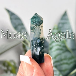 Mini Moss Agate Tower, Moss Agate Towers, Moss Agate Points, Moss Agate, Mocha Stone, Mini Moss Agate Points
