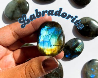 Rainbow Labradorite Worry Stone | Flashy Labradorite Thumb Stone | Labradorite Crystal | Fidget Stone for Protection | Labradorite