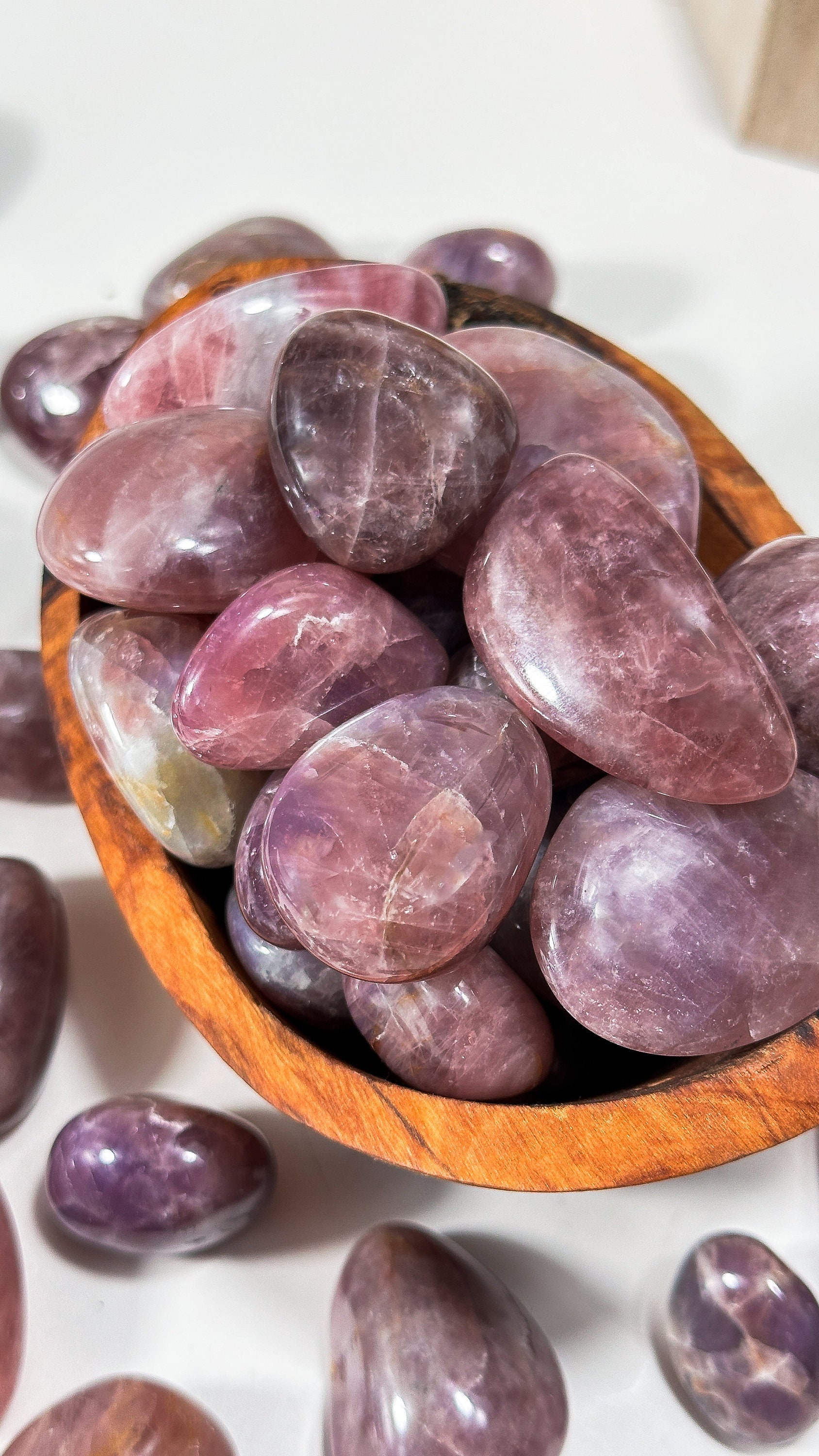 Tumbled Lavender Rose Quartz, Stone of Self-Worth, Purple Rose Quartz Tumbles, Lavender Rose Quartz Tumbles, Purple Rose Quartz