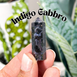 Mystic Merlinite Mini Tower: Indigo Gabbro Point from Madagascar