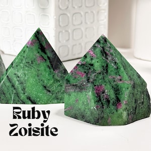 Polished Ruby Zoisite Point: Rebirth & Courage Stone