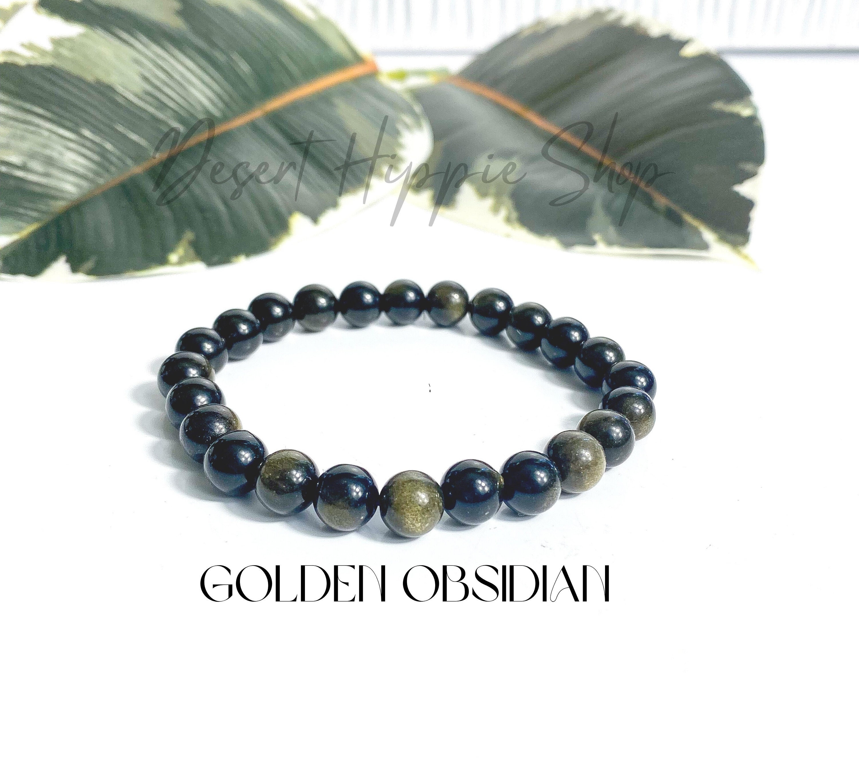 Buy Golden Obsidian Bracelet, Gold Sheen Obsidian Bracelet. Stretchy Beaded Obsidian  Bracelet, Gold Obsidian Bracelet Online in India - Etsy