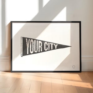 Custom City Pennant Flag Poster, Custom Name Pennant Flag Print, Personalized Gift Wall Art Custom Vintage Pennant Flag, Digital Download