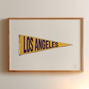 Los Angeles Poster, Vintage Los Angeles Pennant Flag Yellow Print, Los Angeles Wall Art Custom Pennant Flag Print Decor, Digital Download