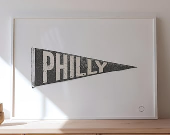 Philadelphia Pennant Flag Print, Philadelphia Poster, Vintage Philadelphia Flag Wall Art Name Pennant Flag Custom Pennant Philly City Print